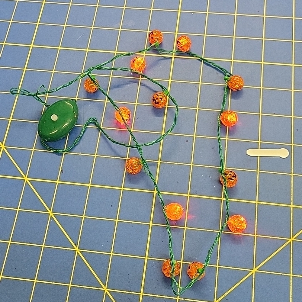 Pumpkin Jack O Lantern- Light up (3 Settings) Necklace 36"